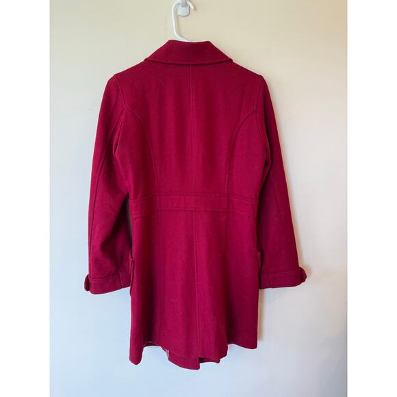 Anthropologie Tulle womens red wool blend button up collared pea coat Medium - Picture 2 of 10